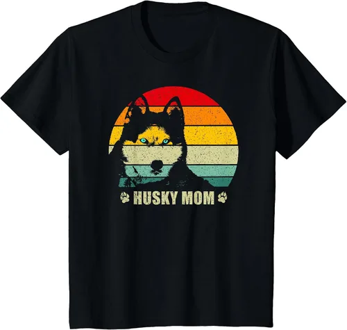 Vista 33 de Husky Mom Retro Dog Lover Mother Siberian Huskies Tee Women T-Shirt Asphalt Grey