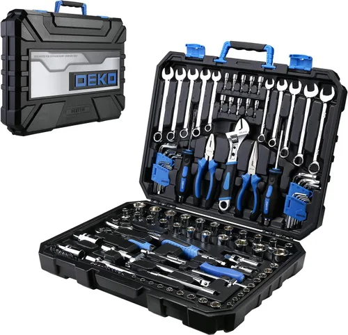 Vista 8 de DEKO PRO Kit de herramientas de 118 piezas profesional de reparación de automóviles, paquete combinado, llave de vaso con herramientas mecánicas más