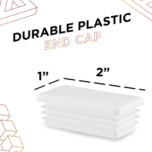 Vista 2 de Prescott Plastics 1 enchufe rectangular de plástico de 2 pulgadas (paquete de 4), tapa de extremo blanco para tubos de metal, valla, inserto