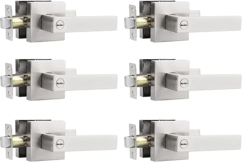 Vista 16 de Probrico Juego de manijas cuadradas para puerta de paso, color negro mate, para pasillo y armario, juego de manijas interiores resistentes sin