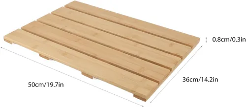 Vista 7 de Fydun Nonslip Bath Mat - EcoFriendly Wooden Shower Mat Bathroom, Kitchen, and Entrance - Easy, Comfortable Foot Support, Design