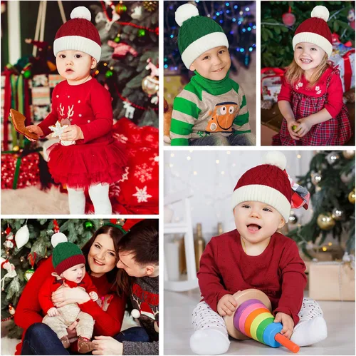 Vista 5 de Century Star Baby Christmas Hat Knit Santa Hat Winter Baby Boy Girl Christmas Xmas Newborn Toddler Kids Christmas Beanie