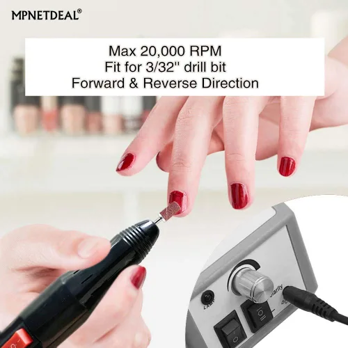 Vista 2 de Mpnetdeal - Taladro de uñas eléctrico, juego de máquina de taladro y lima para uñas acrílicas