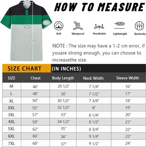 Vista 4 de Polo de golf para hombre grande y alto, ajuste seco, manga corta, impresión, rendimiento que absorbe la humedad, deportivo, casual, polo M-7XL