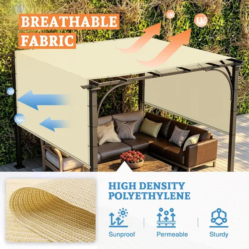 Vista 3 de Toldo de repuesto para pérgola de 8 x 12 pies, con varillas pesadas y ojales, bloqueo UV, paño para patio al aire libre, terraza, porche, patio Beige