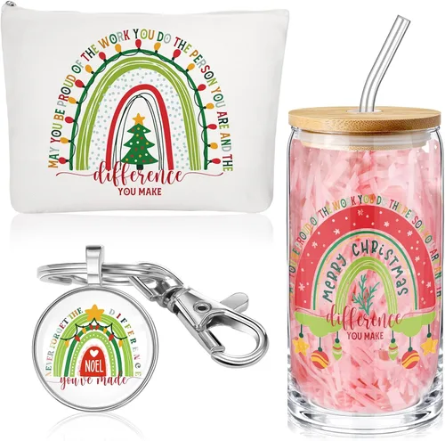 Vista 8 de Yaomiao 3 piezas de regalo de agradecimiento Cna para mujeres, graduación, agradecimiento, bolsa de cristal de 16 onzas, llavero para profesora