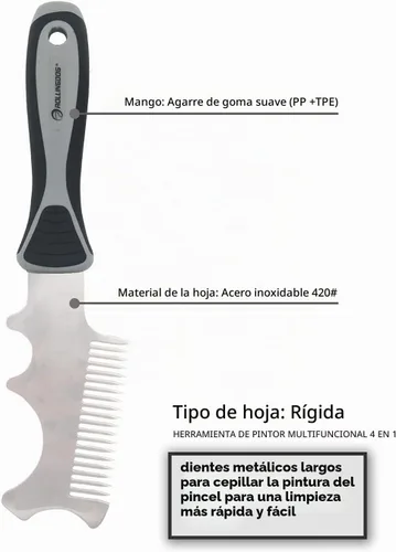 Vista 3 de ROLLINGDOG 4 en 1 Peine para Brochas de Pintura - Herramienta Limpiadora para Brochas y Rodillos