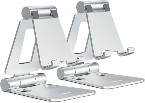 Vista 9 de Nulaxy 2 Pack Soporte Plegable Dual para Teléfono Celular, Soporte de Escritorio Completamente Ajustable Compatible con iPhone 17 16 15 14 13 12 11