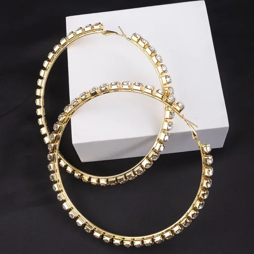 Vista 4 de Wekicici Aretes de aro de Halloween para mujer, exageran los aretes de diamantes de imitación en fiestas o uso diario, Metal Cristal Plata Diamante