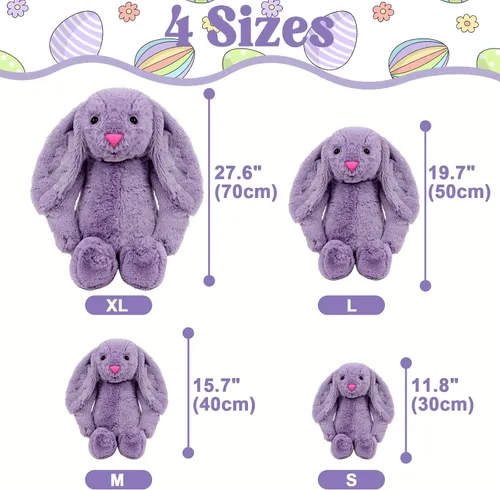 Vista 5 de TNYKER Conejito de Pascua personalizado para bebés, con nombre personalizado, conejito de peluche con orejas largas con monograma, muñeca de conejo