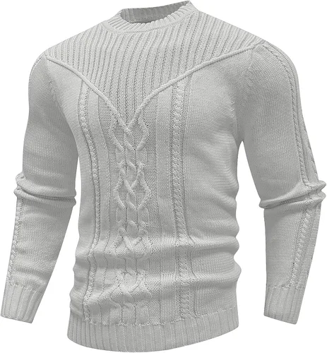 Vista 7 de SAVKOOV - Suéter de punto con cuello redondo y manga larga para hombre Verde Armada (ArmyGreen)
