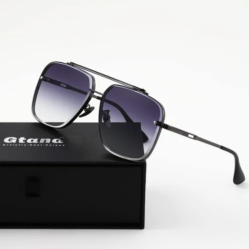 Vista 4 de Gtand Gafas de sol cuadradas de gran tamaño con degradado de aviador para hombres y mujeres gafas de sol de metal vintage de 2480in