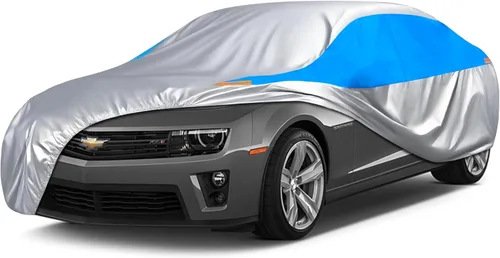 Vista 20 de MORNYRAY Funda impermeable para auto para todo tipo de clima, protección UV, resistente al viento, para exteriores, ajuste universal para sedán Azul
