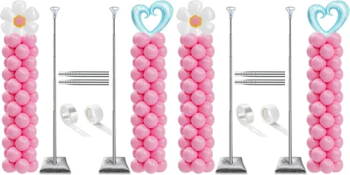 Vista 8 de DECOJOY Juego de 2 soportes de columna para globos, soportes ajustables de arco de globos de 7 pies con bases para piso, kit de montaje de pilar