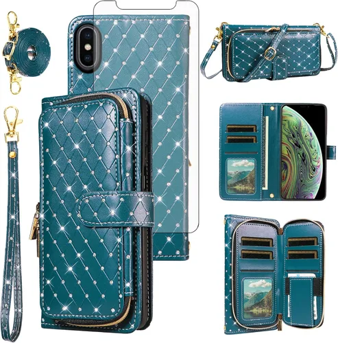 Vista 19 de Funda para teléfono iPhone 6 6S con cremallera y protector de pantalla con protector de pantalla, correa de cordón cruzado, ranura para iPhone 6 Six