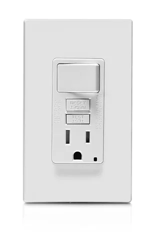Vista 43 de Leviton SmartlockPro Interruptor con enchufe de doble polo receptáculo, AFTR1-E, 120.0 volts