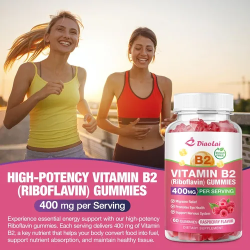 Vista 7 de Gomitas de vitamina B2 Riboflavina de 400 mg con magnesio para niños y adultos, gomitas B2 para alivio de la migraña y apoyo del sistema nervioso
