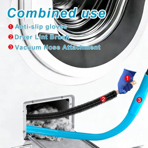Vista 3 de Kit de limpiador de ventilación de secadora mejorado de 3 piezas: accesorio de manguera de vacío universal para eliminación de pelusas, se adapta a