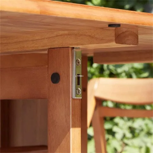 Vista 8 de LAKIQ Mesa de comedor plegable de madera maciza con almacenamiento, mesa de cocina rectangular con cajones, mesa de cocina plegable con ruedas, solo