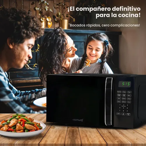 Vista 6 de Encimera de microondas pequeña de 0.7 pies cúbicos con pantalla digital, microondas de 700 vatios negro tiene 10 niveles de potencia y función