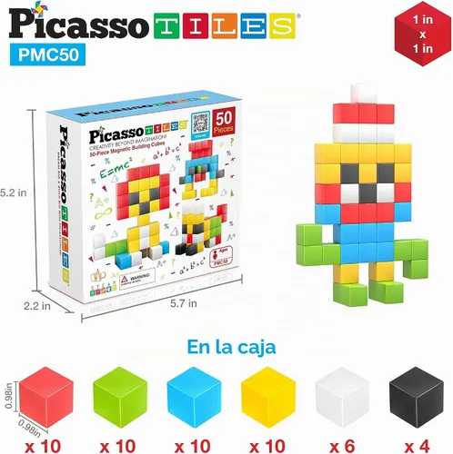 Vista 7 de PicassoTiles Cubo de Rompecabezas Magnético Pixel de 1" para Niños Mezcla y Combina con Libro de Ideas Gratuito Juguetes Sensoriales Aprendizaje