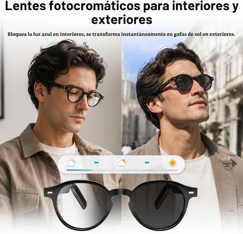 Vista 2 de GetD Gafas inteligentes AI, lentes fotocrómicas, gafas de traducción
