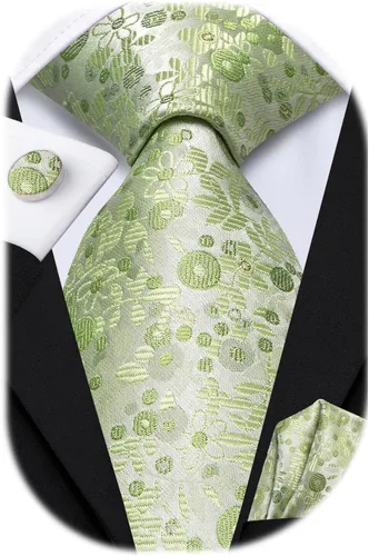 Vista 37 de Hi-Tie Corbatas de seda para hombre con estampado de cachemira, conjunto de corbata cuadrada, pañuelo de bolsillo y gemelos para negocios formales