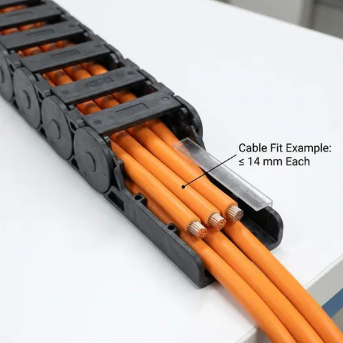 Vista 6 de QWORK R28 - Cadena de arrastre de cable de tipo semicerrado, paquete de 2 cadenas de plástico de alta dureza de 3.3 ft/3.28 pies de longitud, 0.709