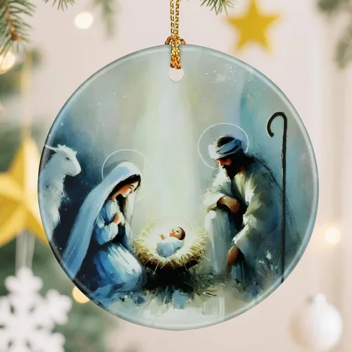 Vista 11 de Adorno de Cruz Católica, Adornos de Navidad Cristianos, Adornos de Árbol de Navidad, Decoración Religiosa de Vacaciones Regalos para Cristianos