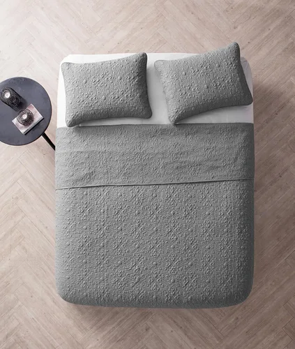 Vista 2 de VCNY Home Edredón para cama individual – Edredón individual alternativo de 2 piezas, colcha floral con funda (Caroline, ropa de cama gris)