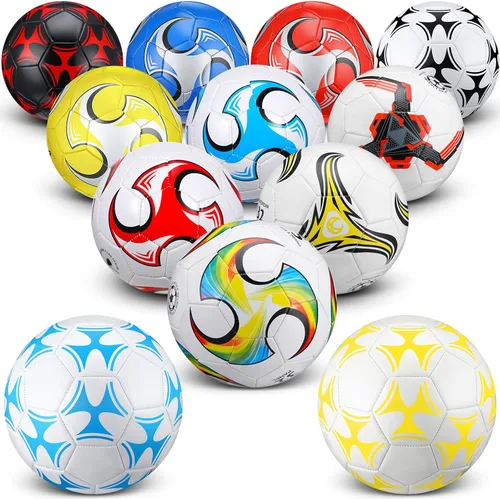 Vista 11 de Lenwen 12 pelotas de fútbol con inflador a granel, tamaño oficial 5, 4, 3, niños, adolescentes, adultos, deportes en interiores y exteriores, regalo