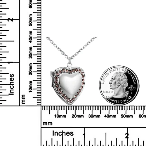 Vista 2 de POWER WING Collar con medallón de corazón de circonita cúbica con piedra natal de enero y diciembre que sostiene fotos con medallones de memoria 18
