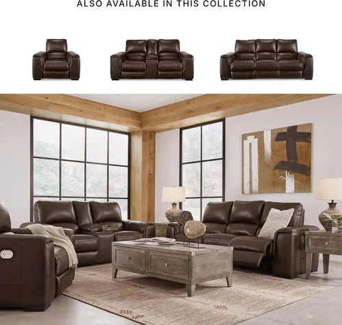 Vista 5 de Signature Design by Ashley Alessandro - Sillón reclinable eléctrico moderno con reposacabezas ajustable, color marrón oscuro
