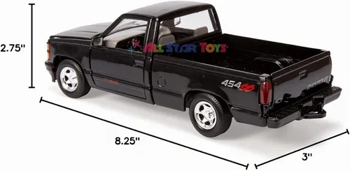 Vista 2 de Motormax 1992 Chevy 454SS Pickup Truck 1/24 Escala Diecast Modelo Coche Negro