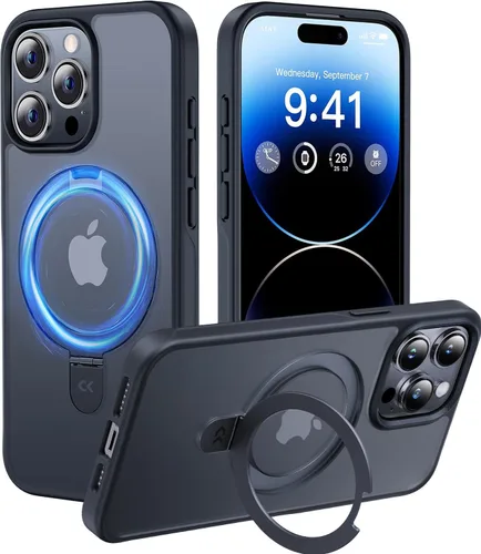 Vista 48 de CASEKOO - Funda diseñada para iPhone 14 Pro con soporte magnético invisible [protección contra caídas de grado militar] [compatible con MagSafe]