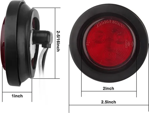 Vista 3 de 10 piezas de luces LED de 2 pulgadas redondas, luces de marcador lateral y de despegue de remolque redondas de 2 pulgadas, 4 luces LED selladas