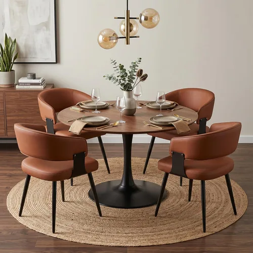 Vista 8 de Juego de 2 sillas de comedor, modernas sillas tapizadas para cocina y comedor con tela tejida transpirable, fáciles de montar y limpiar