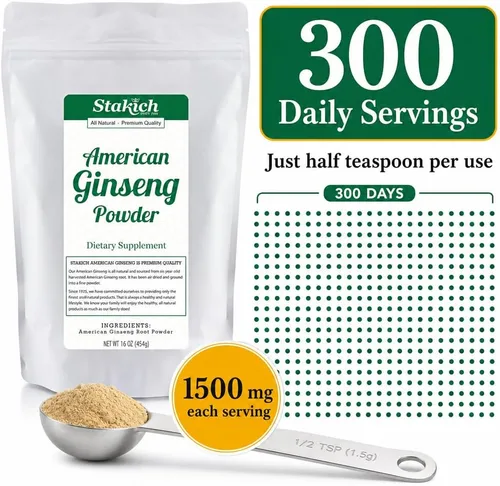 Vista 3 de Stakich Polvo de raíz de ginseng americano, polvo de raíz 100% puro, 1 libra