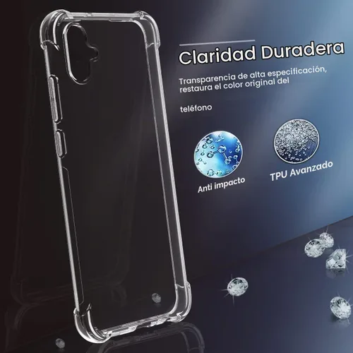 Vista 3 de Osophter Para Samsung Galaxy A04E Caso: Transparente Transparente Con Protector De Pantalla TPU Absorción De Golpes Flexible Cubierta Del Teléfono