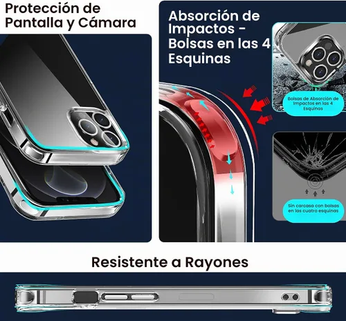 Vista 4 de CEDO - Funda con soporte para iPhone 12 Pro Max, ajustable en 3 direcciones con soporte de metal, parachoques de grado militar a prueba de golpes