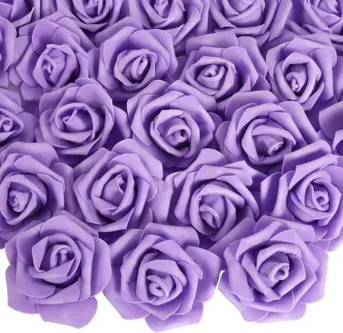 Vista 10 de 100 PCS Rosas de Espuma Azul Bebé Flores Artificiales Flores de Espuma Azul a Granel Sin Tallo Rosas Falsas para Bricolaje Centros de Mesa de Boda