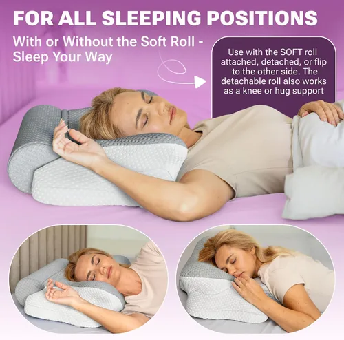 Vista 4 de Almohada Cervical para Dormir, Almohada Dreamers Relief, Almohada para Dormir de Lado para Adultos, Almohada de Espuma Viscoelástica de Altura