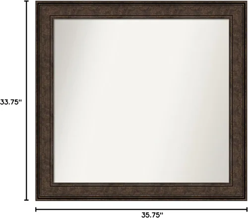 Vista 1127 de Amanti Art Espejo de pared personalizado no biselado (25 x 25 pulgadas), marco de bronce acentuado, varios tamaños personalizados, espejo de baño