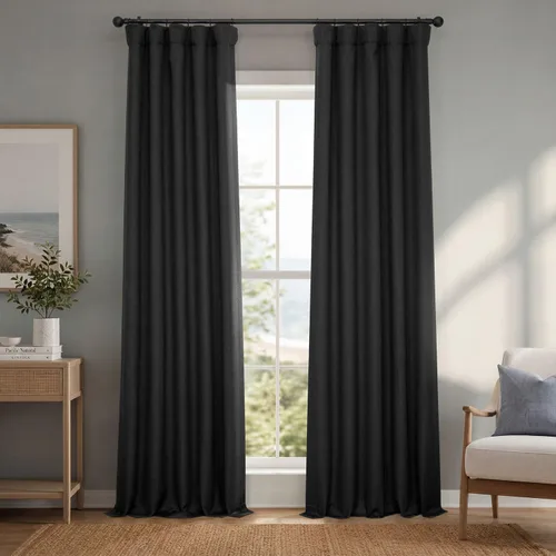 Vista 72 de HPD Half Price Drapes - Cortinas de lino sintético para sala de estar (2 paneles) - 100 pulgadas de ancho x 84 pulgadas de largo - Cortinas