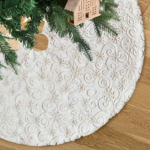 Vista 13 de Falda de árbol de Navidad de felpa negra de 24 pulgadas, pequeña, de piel sintética gruesa, lujosa decoración navideña para Año Nuevo, decoración