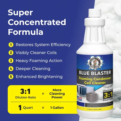 Vista 2 de Blue Blaster - Espuma limpiadora de bobina CA – Cuarto de galón Fórmula de servicio extremo para unidades de condensador de CA al aire libre