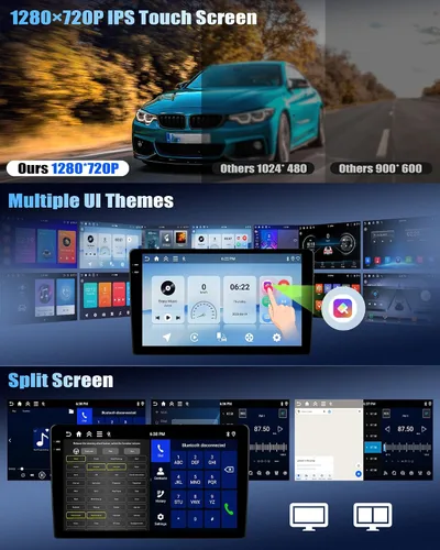 Vista 8 de 4+64G Android 15 Estéreo de coche para VW Beetle 2004-2010 con Carplay inalámbrico Android Auto, 9 pulgadas 1280 * 720P IPS pantalla táctil