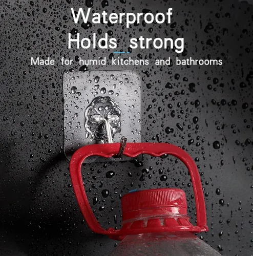 Vista 3 de Gancho adhesivo de pared, juego de ganchos autoadhesivos resistentes y engrosados, 16 piezas, carga máxima de 33 libras, transparente, impermeable