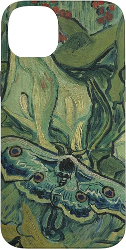 Vista 20 de iPhone 13 gran polilla pavo real de Vincent van Gogh, insecto en una caja de jardín