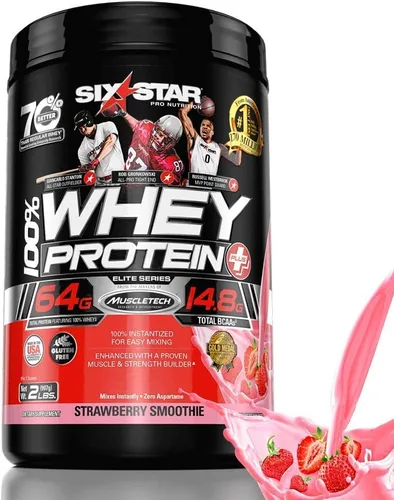 Vista 11 de Six Star Whey Protein Powder Plus - Fórmula de construcción muscular y recuperación con polvo aislado de suero de leche, BCAAs, 30g de proteína